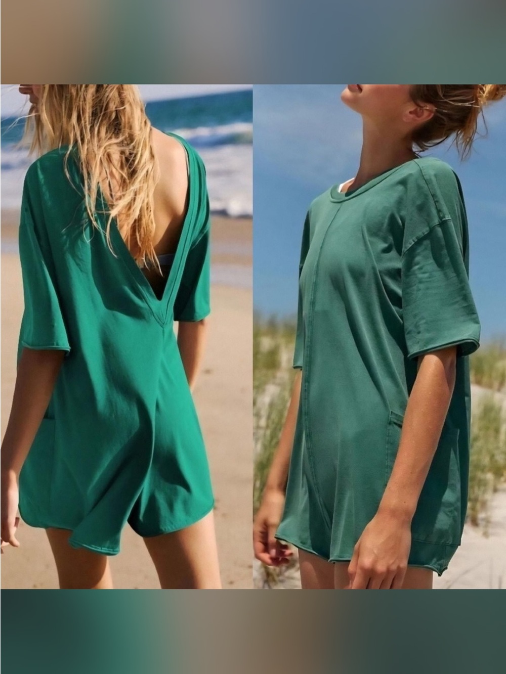 NWT Free People Hot Shot Romper in Emerald Green